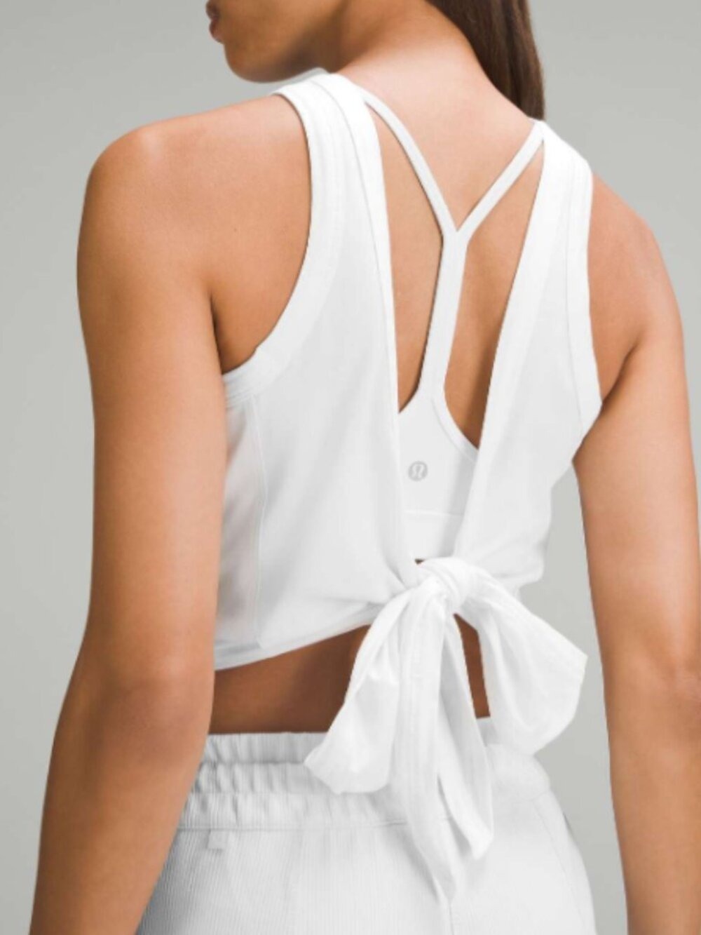 NEW Lululemon Its a Tie Tank Top Size 8 in White Pima Cotton Stretch Preppy